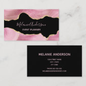 ピンクエレガント金ゴールド瑪瑙名刺 名刺 (正面/裏面)