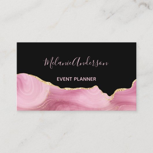 ピンクエレガント金ゴールド瑪瑙 名刺 (正面)