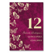 ピンクエレガント金ゴールド蝶キンセアニラ座席 テーブルナンバー (裏面)