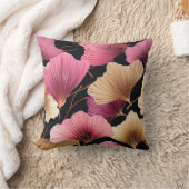 ピンクエレガント金ゴールド銀子葉黒色 クッション (ブランケット)