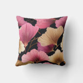 ピンクエレガント金ゴールド銀子葉黒色 クッション (裏面)