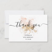 ピンクエレガント金ゴールド40歳と素晴らしい40歳の誕生日 サンキューカード (正面)