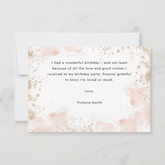 ピンクエレガント金ゴールド40歳と素晴らしい40歳の誕生日 サンキューカード (裏面)