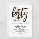 ピンクエレガント金ゴールド40歳の誕生日招待状 招待状 (正面)