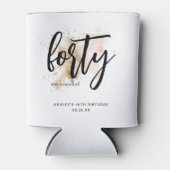 ピンクエレガント金ゴールド40歳の誕生日 缶クーラー (正面)