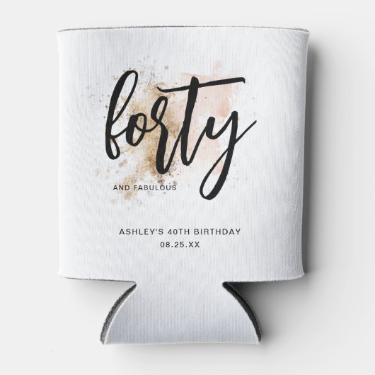 ピンクエレガント金ゴールド40歳の誕生日 缶クーラー (正面)