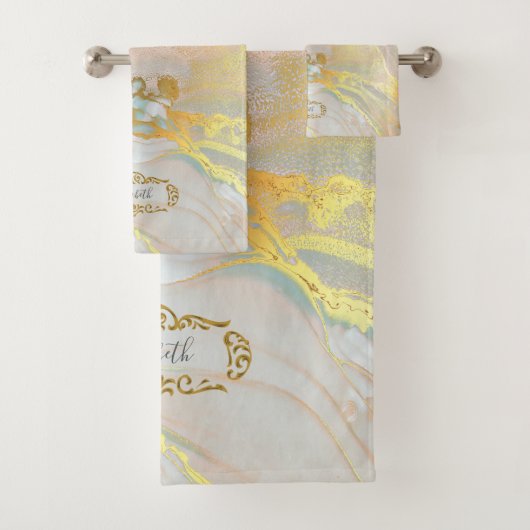 ピンクエレガント金ゴールド バスタオルセット (インサイチュ)