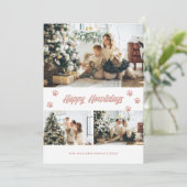 ピンクエレガント金ゴールドHappy Howlidays写真 シーズンカード (スタンド正面)