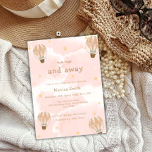 ピンクエレガント雲ホットエアバルーン赤ちゃんシャワー