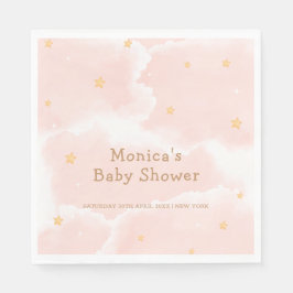 ピンクエレガント雲9つ星ガールベビーシャワー スタンダードランチョンナプキン