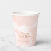 ピンクエレガント雲9つ星ガールベビーシャワー 紙コップ (裏面)