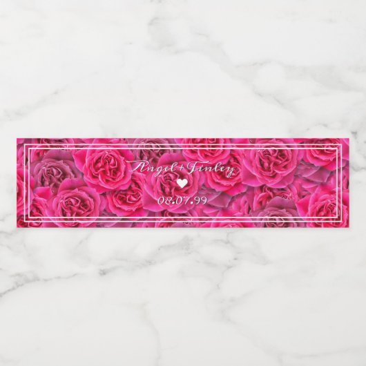 ピンクエレガント鮮やかローズ審美的シックなロマンチック ペットボトルラベル (シングルラベル)