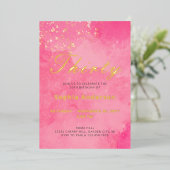 ピンクエレガント30歳の誕生日 箔招待状 (立ち正面)