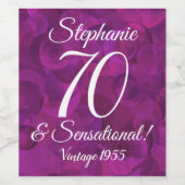 ピンクエレガント70とセンセーショナル誕生日 ワインラベル (シングルラベル)