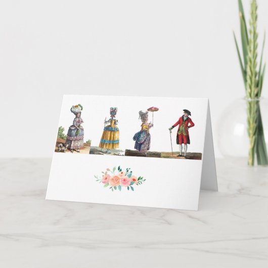 ピンクエレガント、イエローフランスのファッションリージェンシーフラワー サンキューカード (正面)