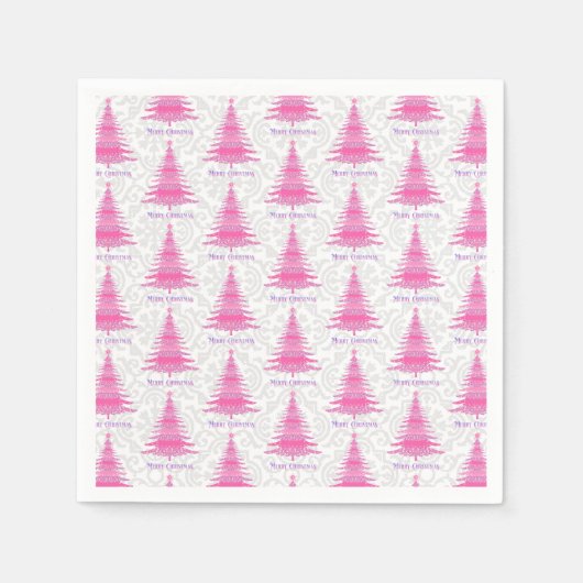 ピンクエレガント・クリスマスツリー スタンダードカクテルナプキン (正面)