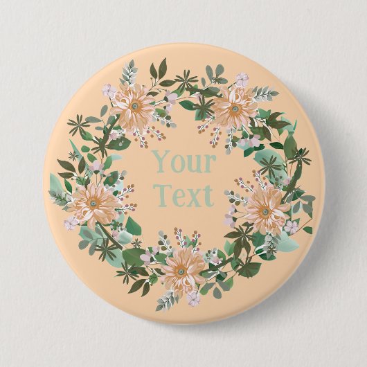 ピンクエレガント&グレーフローラリースラペル記号 缶バッジ (正面)