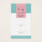 ピンクエレガント&ティール（緑がかった色）植物社会QR価格ラベル (正面)