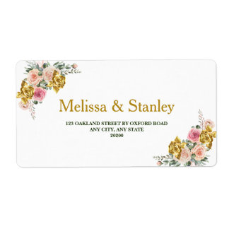 ピンクエレガント、バラ金ゴールドユーカリフローラリターン ラベル