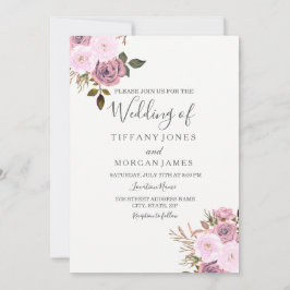 ピンクエレガント&バラ金ゴールド結婚式招待状 招待状