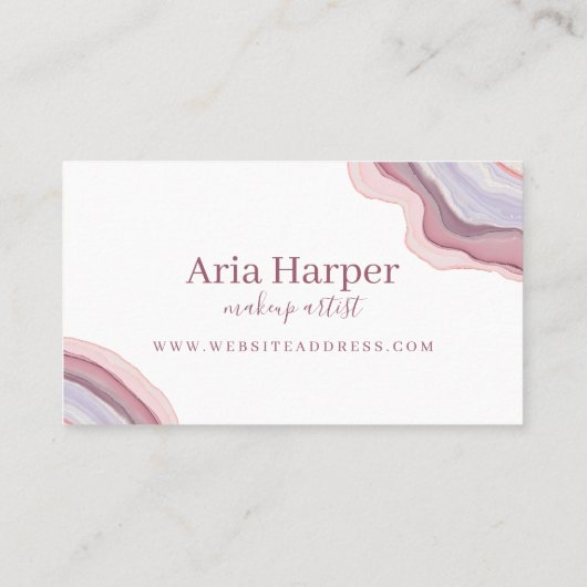 ピンクエレガント&パープルゲード金ゴールドグリッターアゲート 予約カード (裏面)