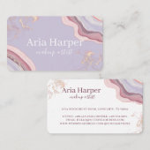 ピンクエレガント&パープルゲード金ゴールドグリッターアゲート 名刺 (正面/裏面)