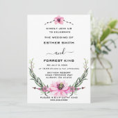 ピンクエレガント&パープルフローラ結婚式招待状 招待状 (スタンド正面)