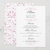 ピンクエレガント・フラ結婚リッシュのディナーメニュー メニュー (正面/裏面)