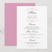 ピンクエレガント・フラ結婚リッシュのディナーメニュー メニュー (正面/裏面)