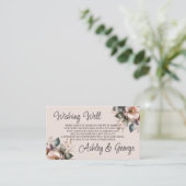 ピンクエレガント、ブルー、クリームのフローラ結婚の エンクロージャーカード (スタンド正面)