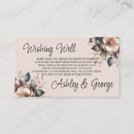 ピンクエレガント、ブルー、クリームのフローラ結婚の エンクロージャーカード