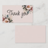 ピンクエレガント、ブルー、クリームのフローラ結婚の エンクロージャーカード (正面/裏面)