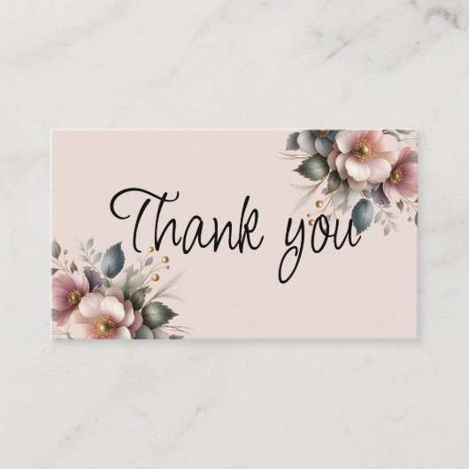 ピンクエレガント、ブルー、クリームのフローラ結婚の エンクロージャーカード (正面)