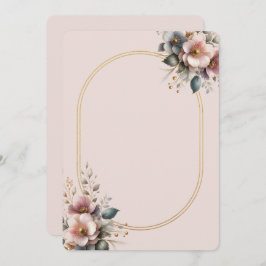 ピンクエレガント、ブルー、クリームのフローラ結婚の 招待状