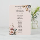 ピンクエレガント、ブルー、クリームのフローラ結婚の 招待状 (スタンド正面)