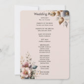ピンクエレガント、ブルー、クリームのフローラ結婚の 招待状 (正面)