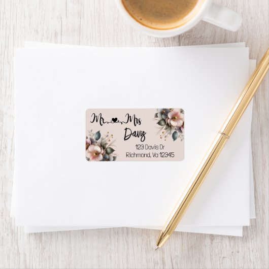 ピンクエレガント、ブルー、クリームフローラ ラベル (インサイチュ)