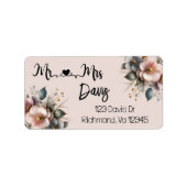 ピンクエレガント、ブルー、クリームフローラ ラベル (正面)