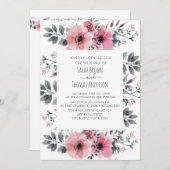 ピンクエレガント&ホワイト招待状 招待状 (正面/裏面)