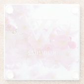 ピンクエレガント モノグラム 桜 ガラスコースター (裏面)