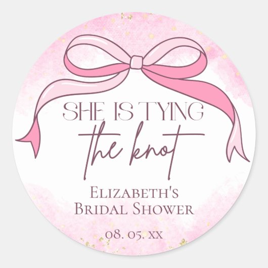 ピンクエレガント 彼女は結婚する ブライダルシャワー ラウンドシール (正面)
