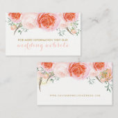 ピンクエレガント、桃、サンゴバラWebサイトカード エンクロージャーカード (正面/裏面)