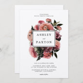 ピンクエレガント |白のフローラブーケ 招待状 (正面/裏面)