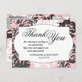 ピンクエレガント、白、グレーの花のパターン ポストカード (正面/裏面)