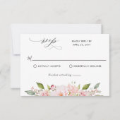 ピンクエレガント、赤面、バラ金ゴールドウェディングRSVP 出欠カード (正面)