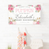 ピンクエレガント&金ゴールドカボチャ赤ちゃんシャワー 横断幕 (インサイチュ)