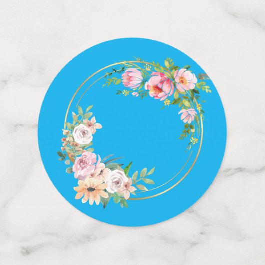 ピンクエレガント&金ゴールドフラワーリーステーブル紙吹雪 コンフェッティ (ミディアム正面)