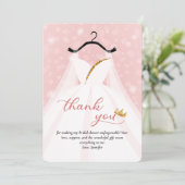 ピンクエレガント&金ゴールドブライダルシャワー結婚ズドレス サンキューカード (スタンド正面)