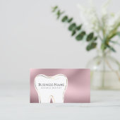 ピンクエレガント&金ゴールド歯医者の名刺デザイン 名刺 (スタンド正面)