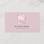 ピンクエレガント&金ゴールド歯科用ビジネスカードテンプレート 名刺 (正面)